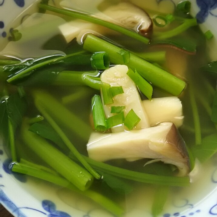 エリンギと空芯菜のしょうがスープ(^^)